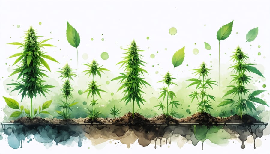 Cannabis plants growing optimally with focus on climate, soil, and nutrient factors