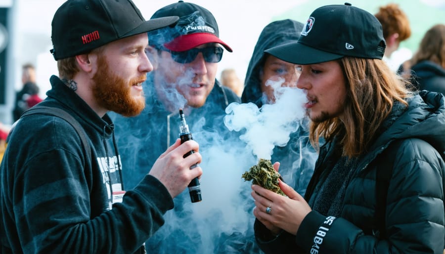 Canadian cannabis vaping enthusiasts at a community event