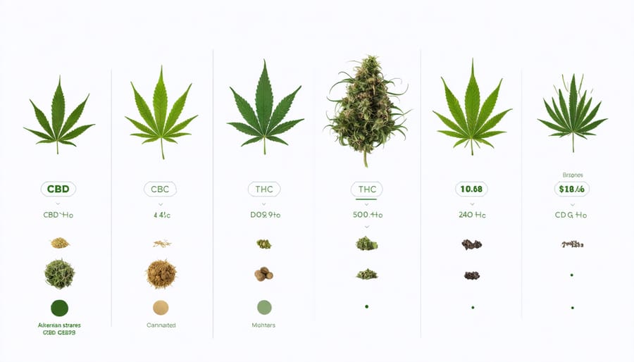 Visual comparison chart of popular CBD cannabis strains showing cannabinoid ratios